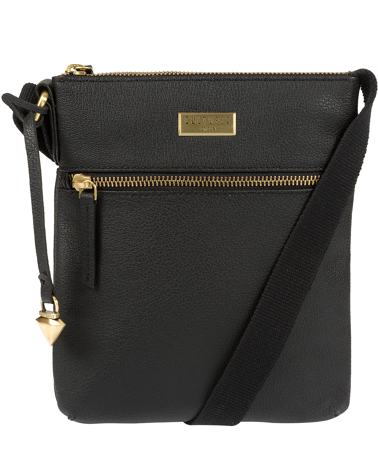 'Halle' Black Leather Cross-Body Bag