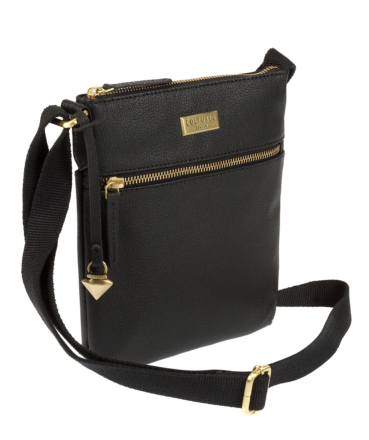 'Halle' Black Leather Cross-Body Bag