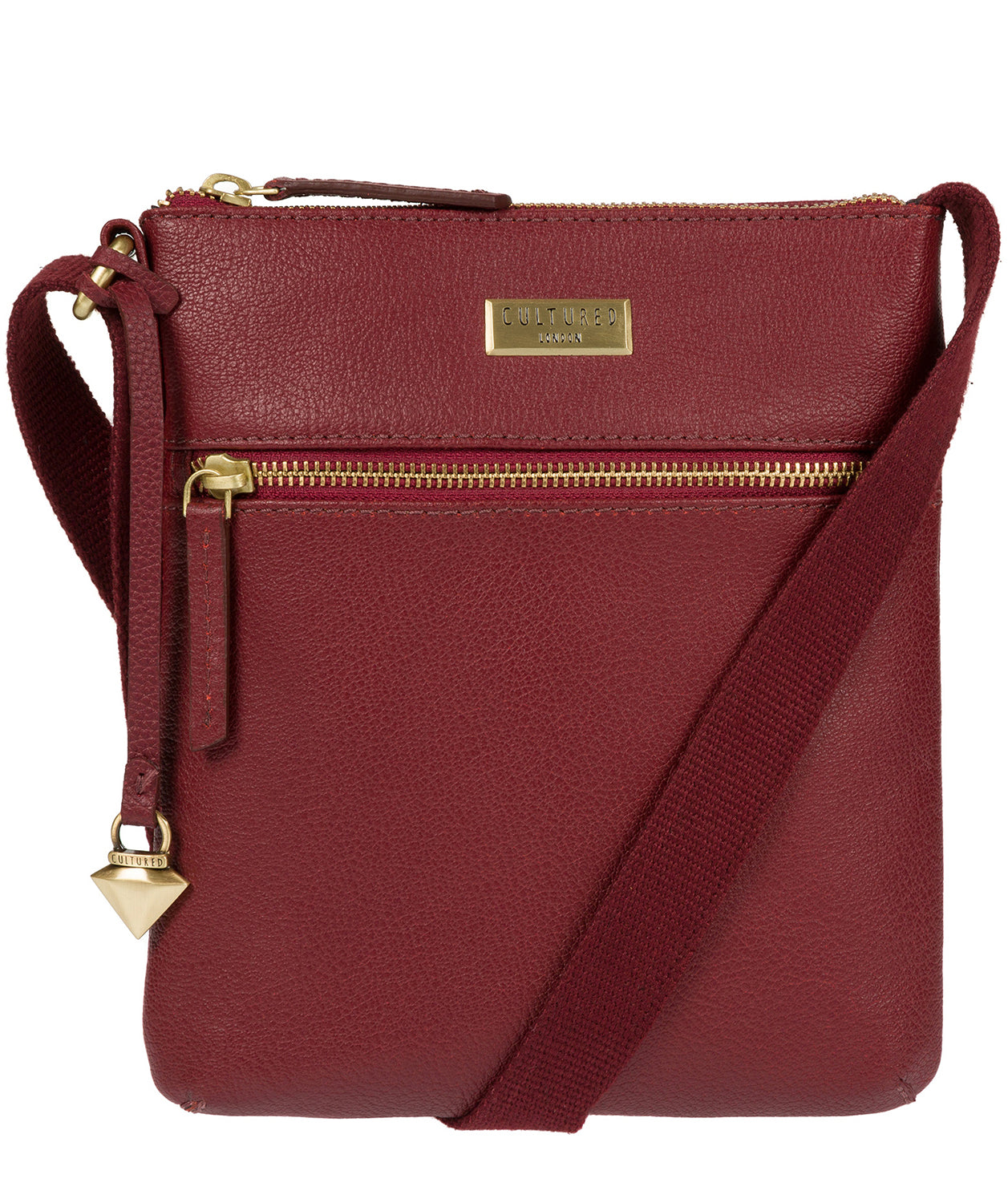 'Halle' Ruby Red Leather Cross-Body Bag Pure Luxuries London