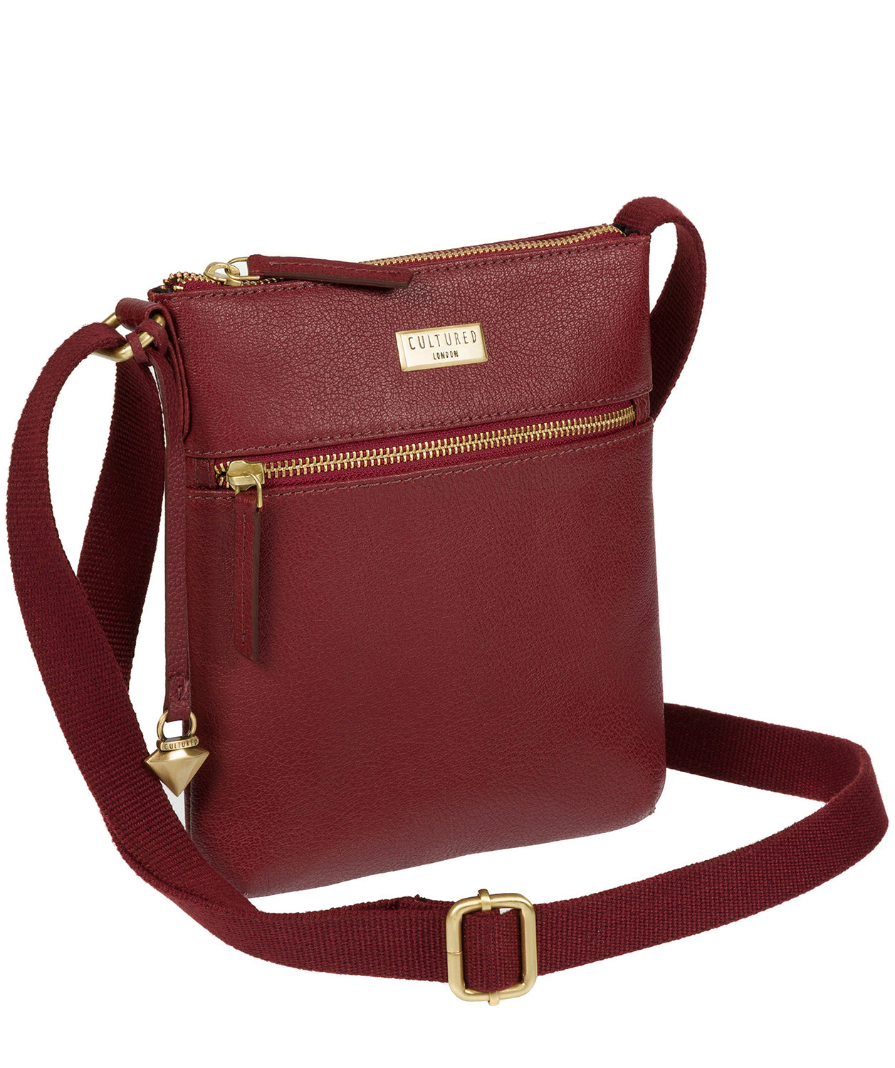 'Halle' Ruby Red Leather Cross-Body Bag Pure Luxuries London