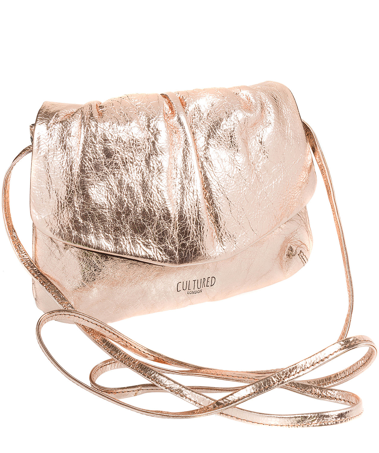 'Serena' Metallic Gold Leather Small Evening Cross-Body Bag