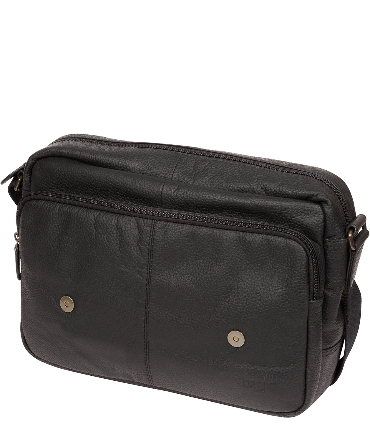 'Impact' Black Leather Messenger Bag image 6