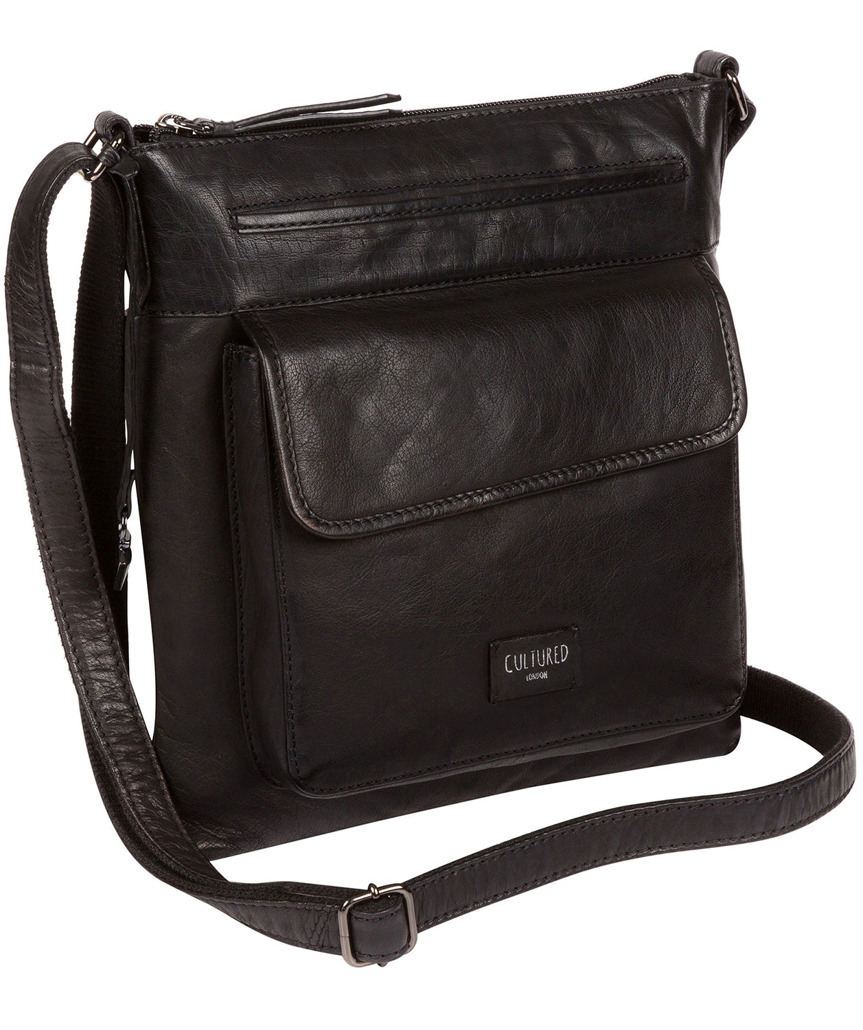 'Daar' Black Leather Cross Body Bag image 3