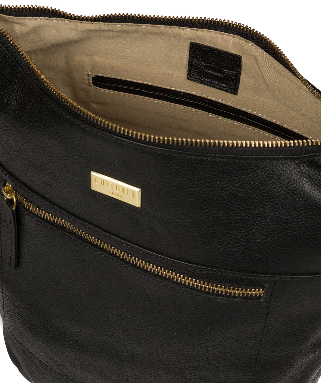 'Elizabeth' Black Leather Shoulder Bag Pure Luxuries London