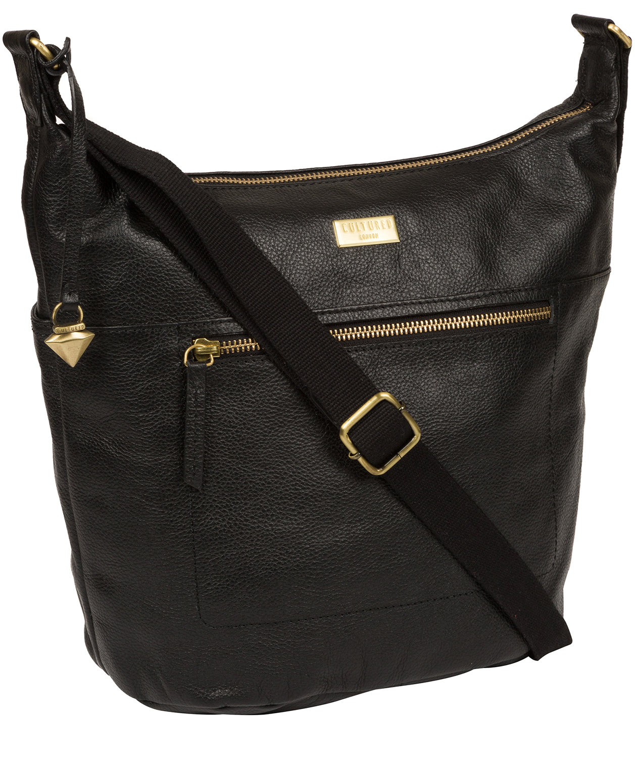 'Elizabeth' Black Leather Shoulder Bag Pure Luxuries London