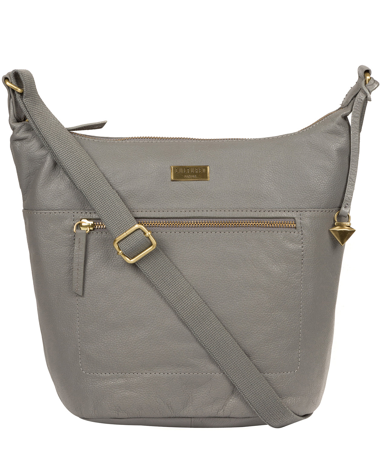 'Elizabeth' Silver Grey Leather Shoulder Bag Pure Luxuries London