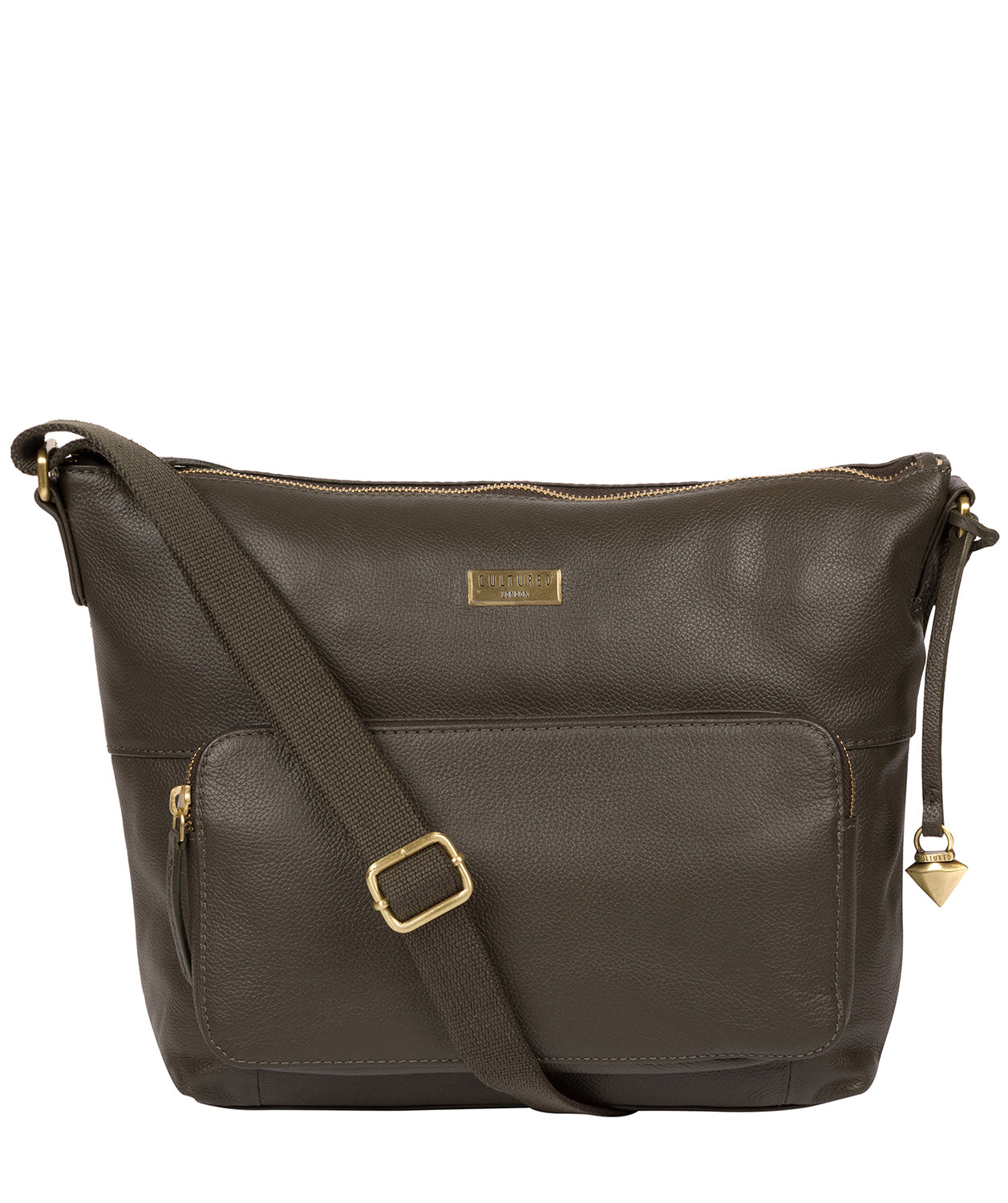 'Olivia' Olive Leather Shoulder Bag