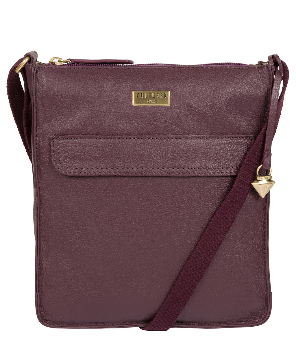 Purple Leather Crossbody Bag 'Sarah' by Cultured London – Pure Luxuries ...