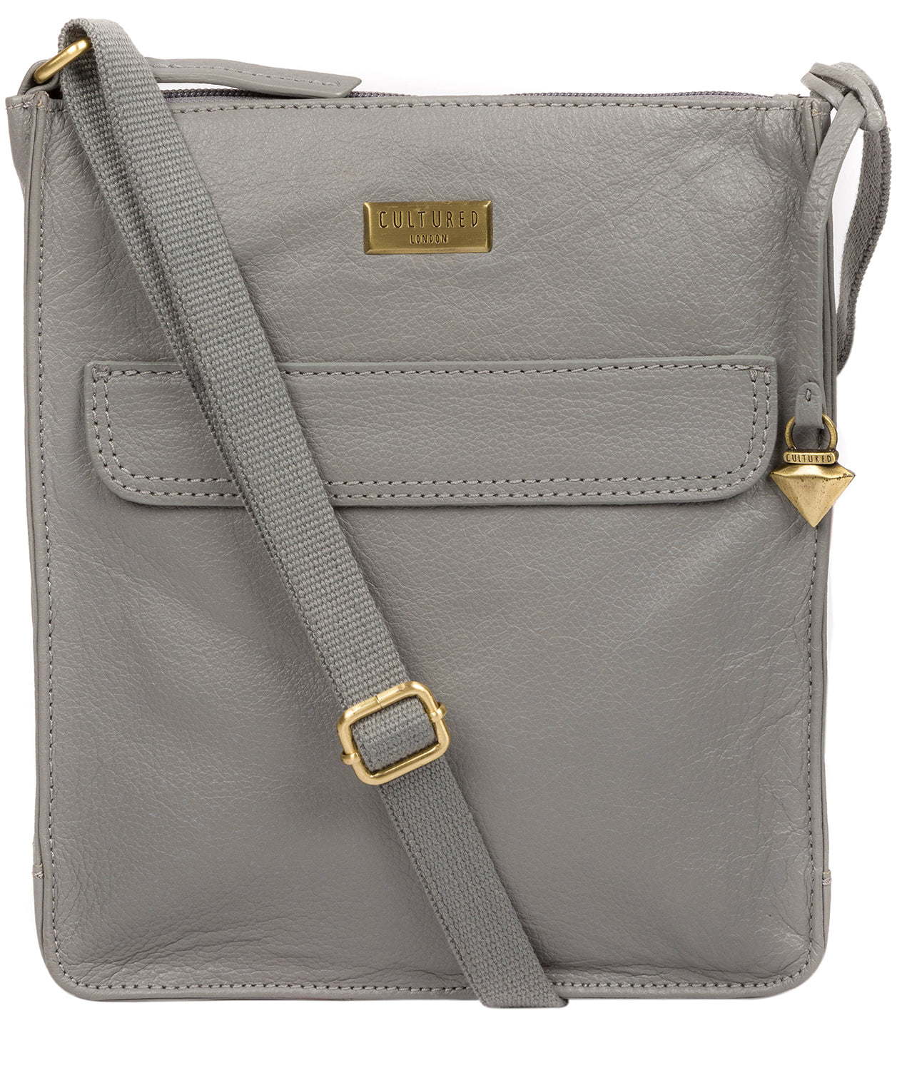 'Sarah' Silver Grey Leather Cross Body Bag  image 1