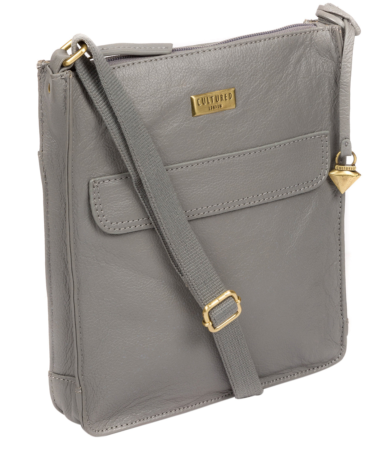 'Sarah' Silver Grey Leather Cross Body Bag  image 5