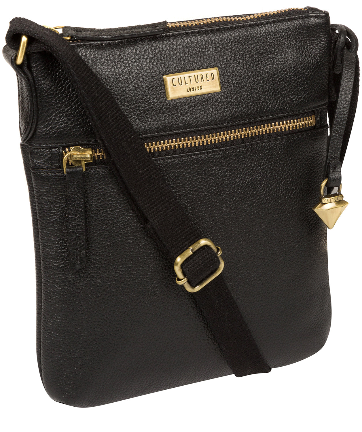 'Brooke' Black Leather Cross Body Bag image 6