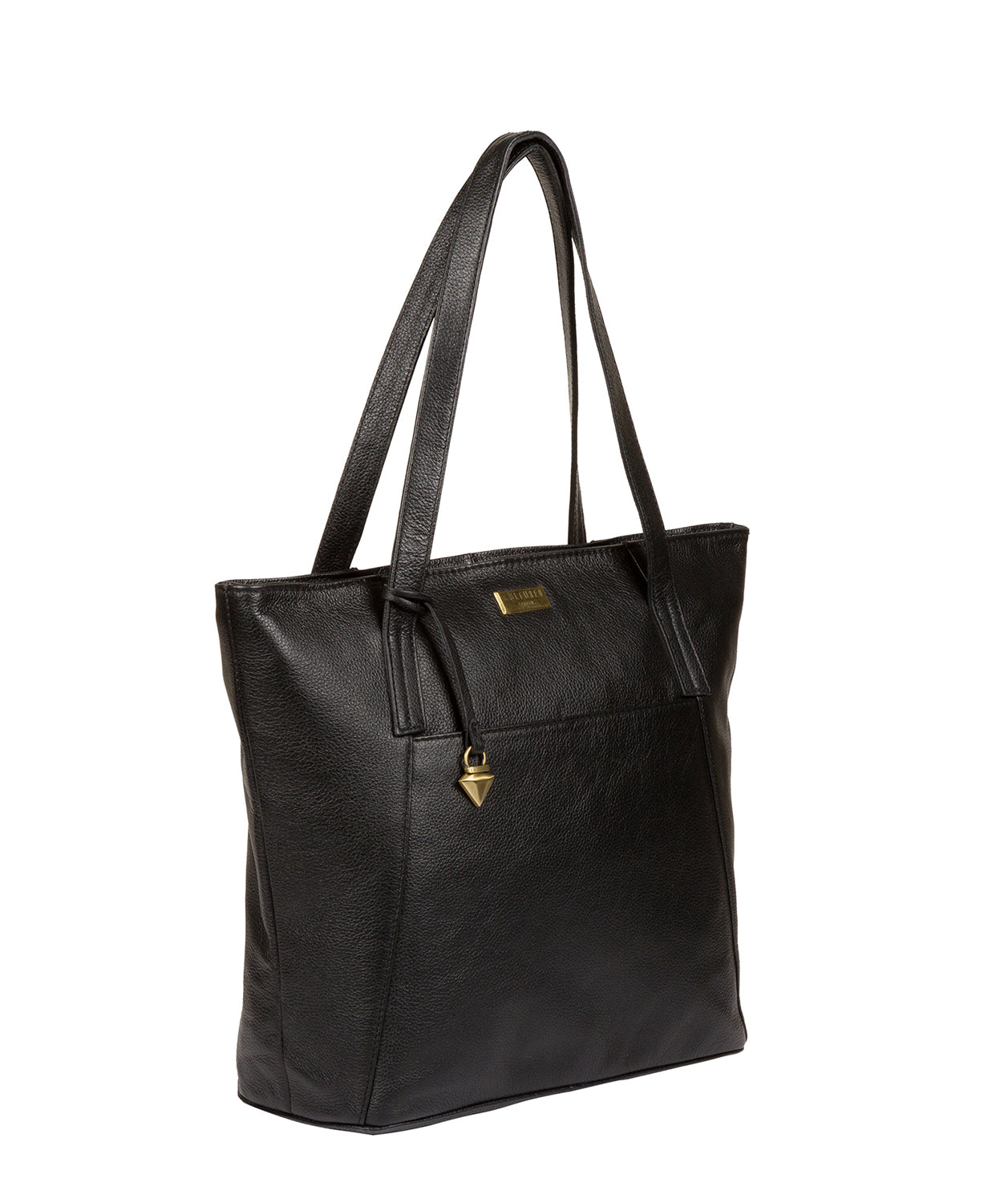 'Makayla' Black Leather Tote Bag