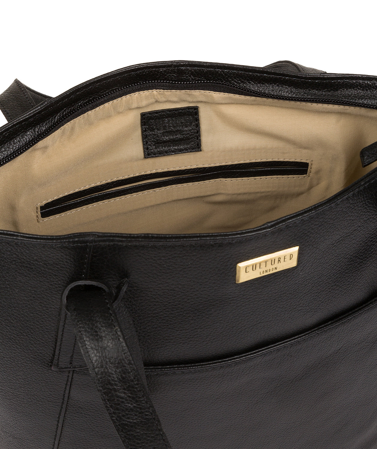 'Makayla' Black Leather Tote Bag image 4