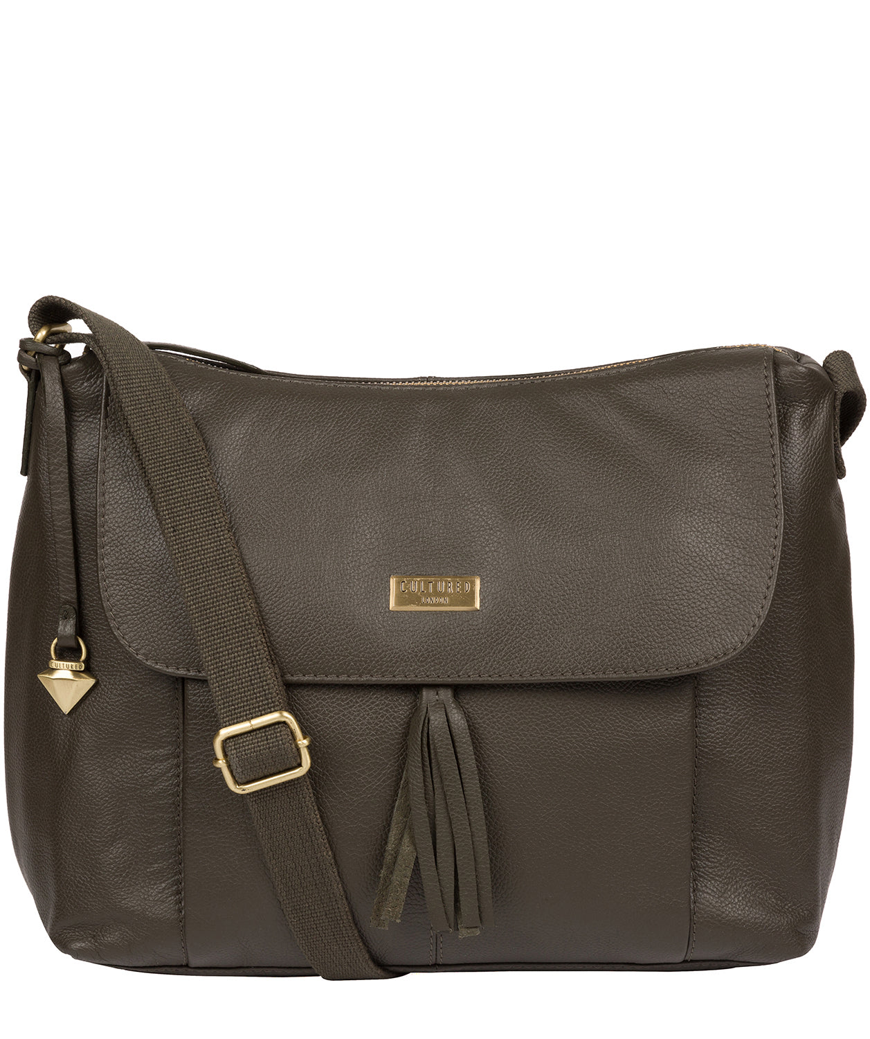 'Lily' Olive Leather Cross Body Bag Pure Luxuries London