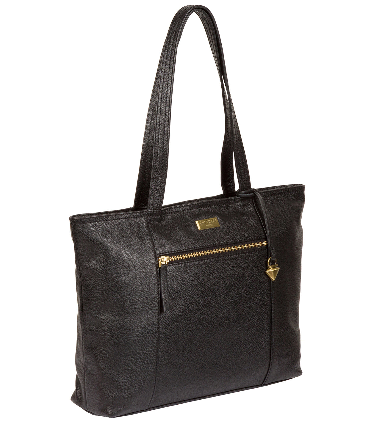 'Maya' Black Leather Tote Bag image 3