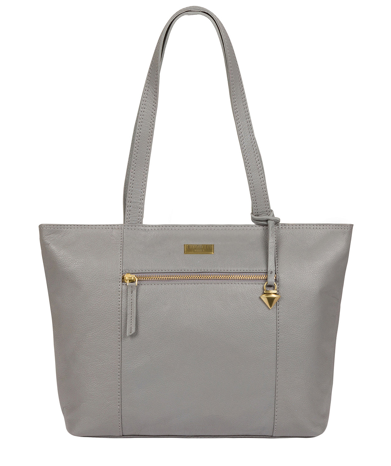 'Maya' Silver Grey Leather Tote Bag image 1