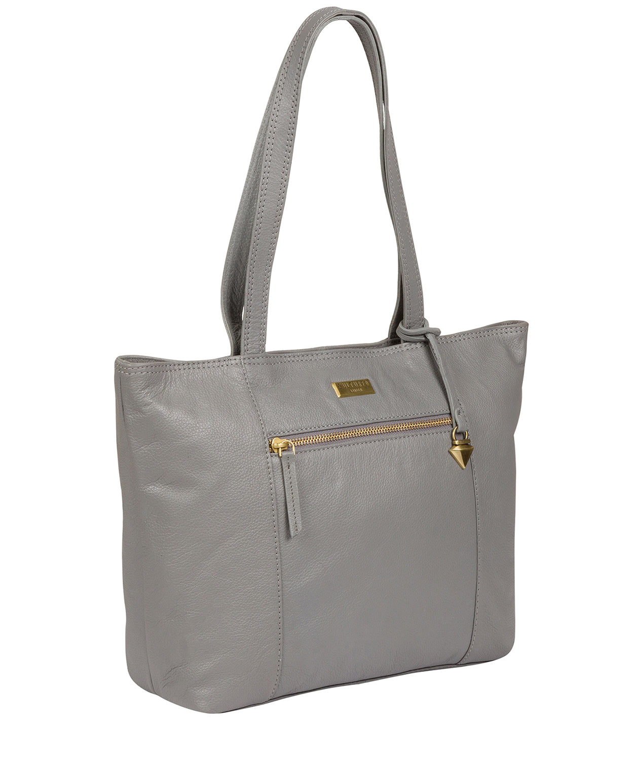 'Maya' Silver Grey Leather Tote Bag image 3