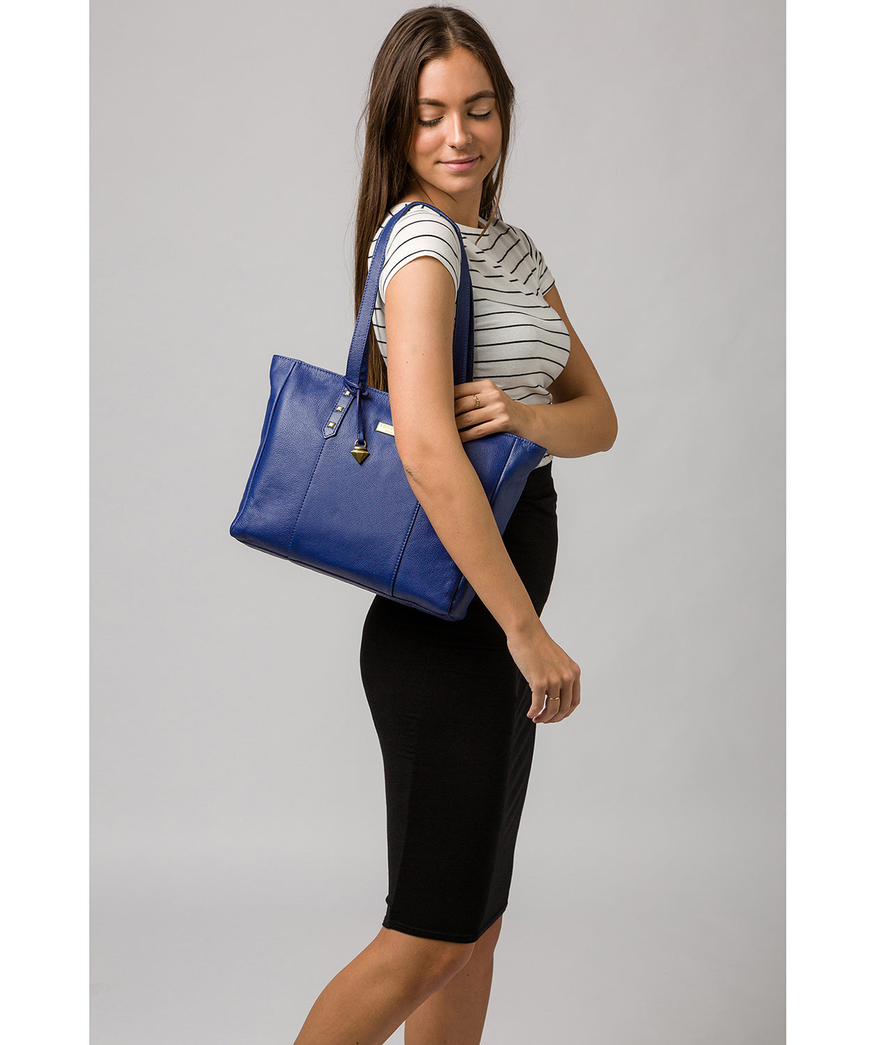 'Avery' Mazarine Blue Leather Tote Bag Pure Luxuries London