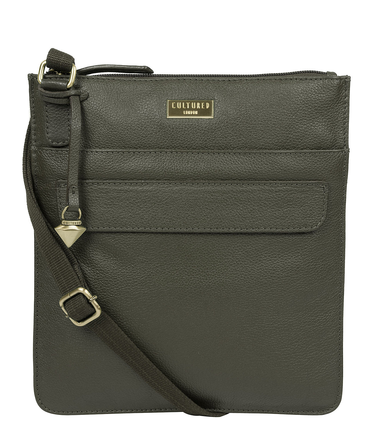 'Nevaeh' Olive Leather Cross Body Bag