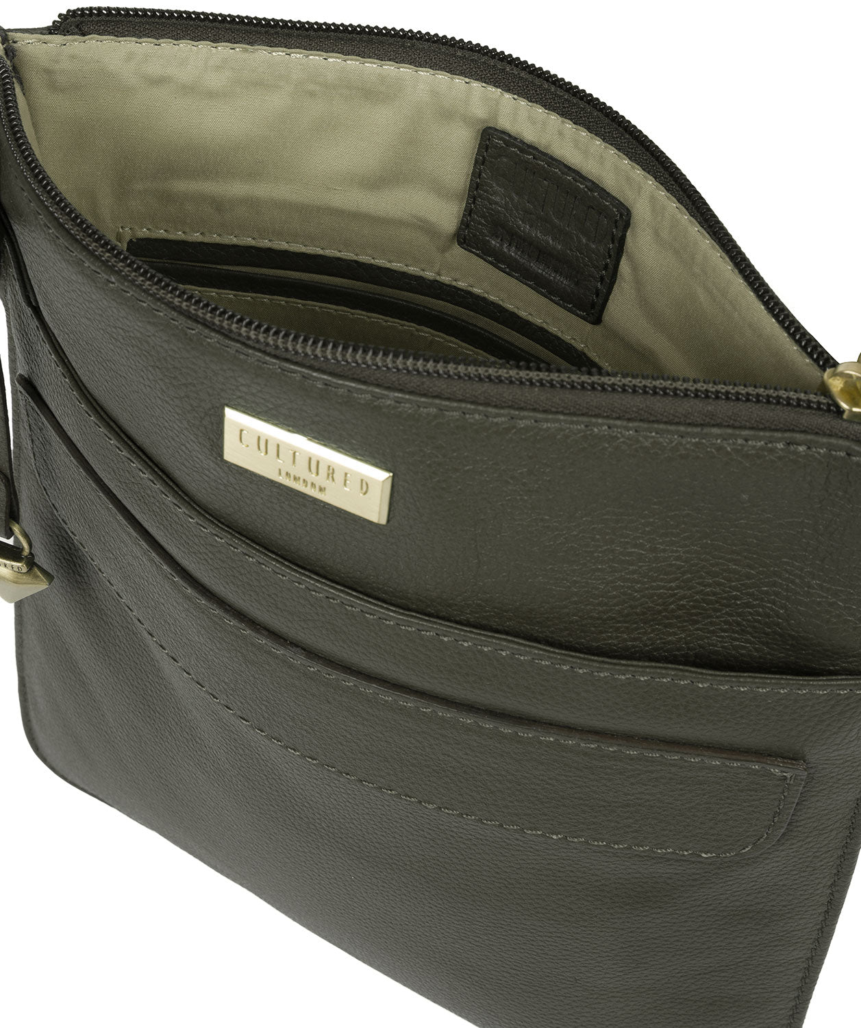 'Nevaeh' Olive Leather Cross Body Bag