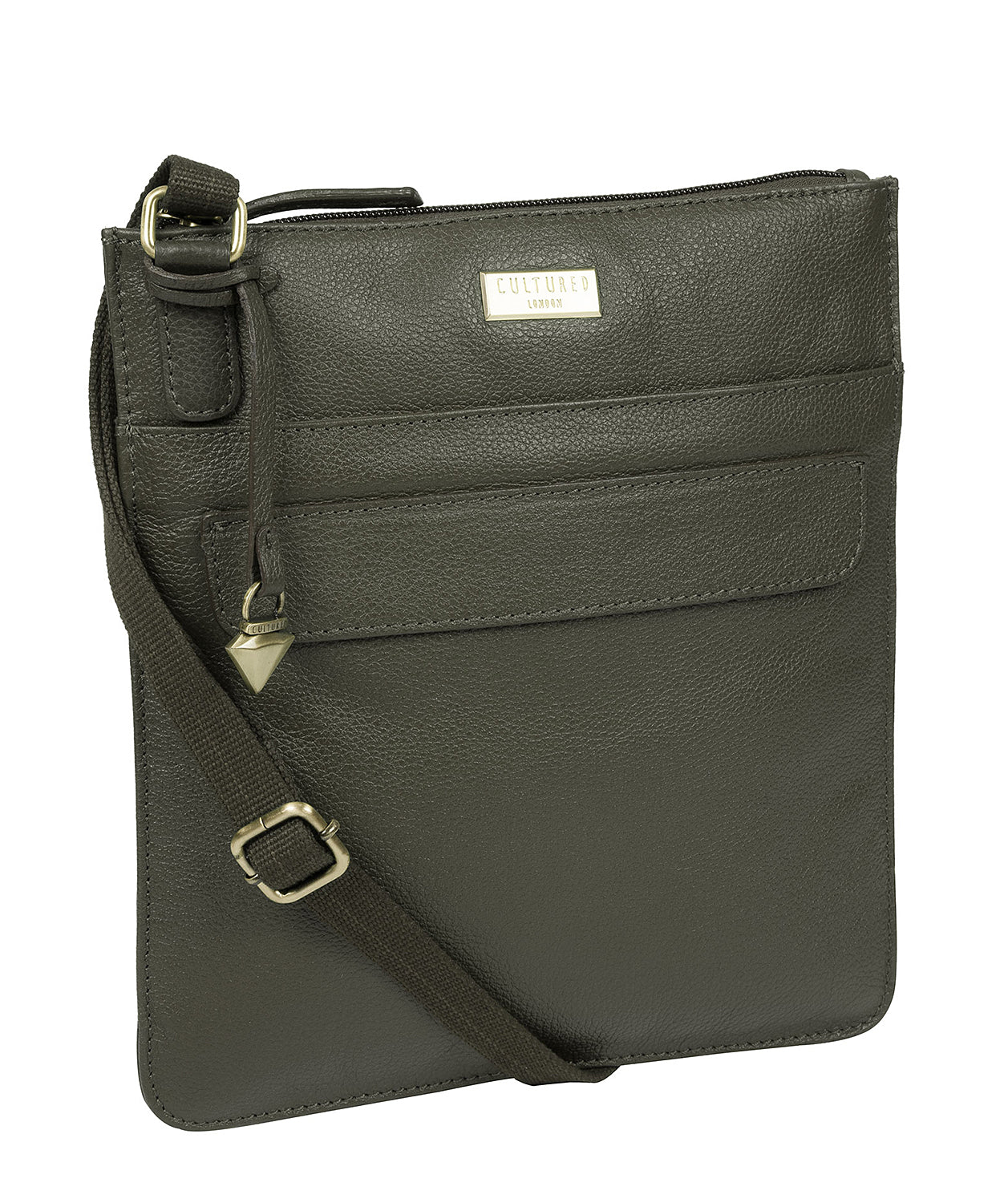 'Nevaeh' Olive Leather Cross Body Bag