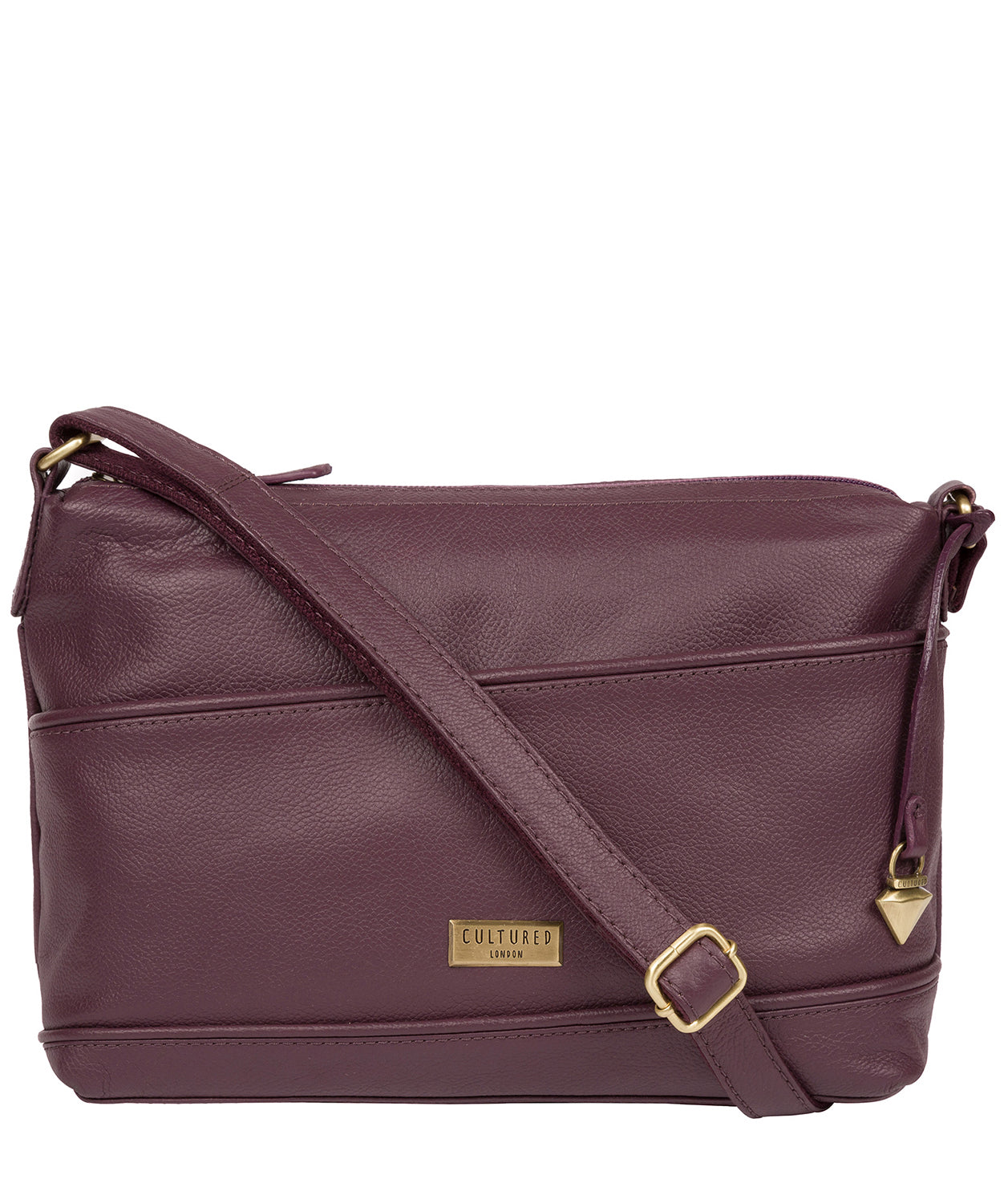 'Duana' Fig Leather Shoulder Bag