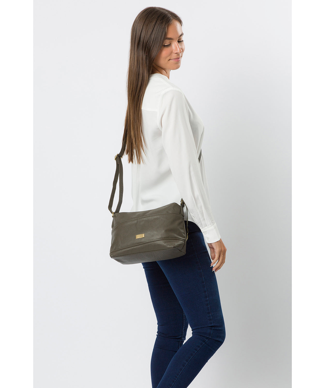 'Duana' Olive Leather Shoulder Bag Pure Luxuries London