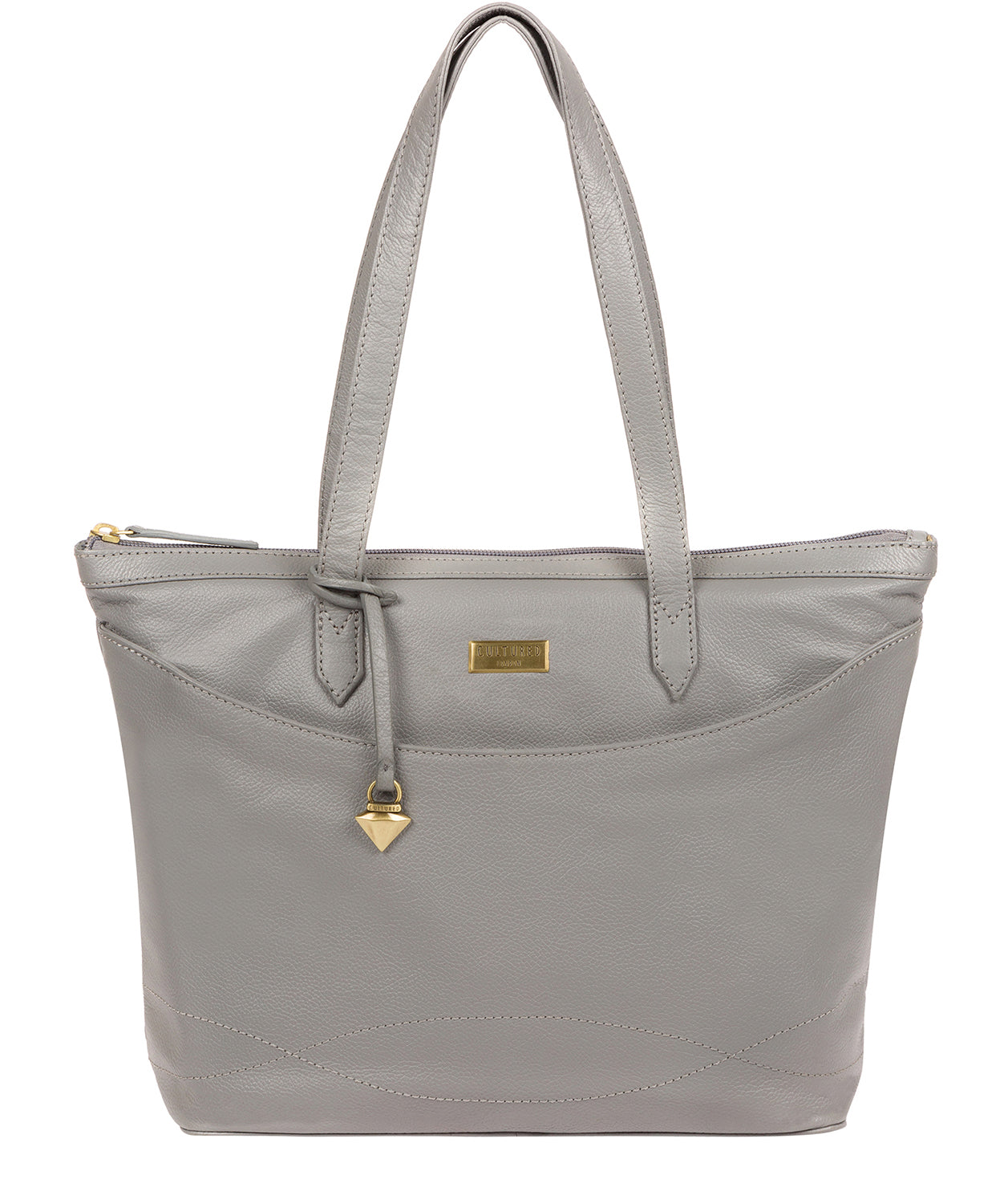 'Oriana' Silver Grey Leather Tote Bag Pure Luxuries London