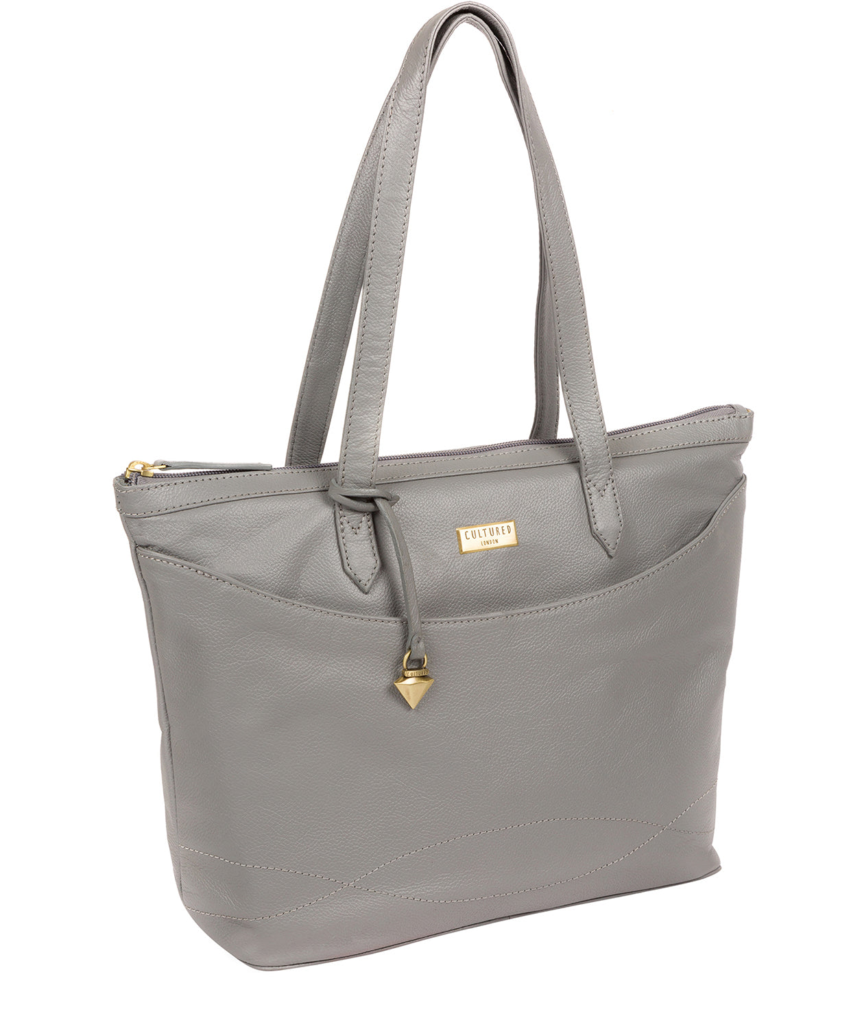 'Oriana' Silver Grey Leather Tote Bag Pure Luxuries London