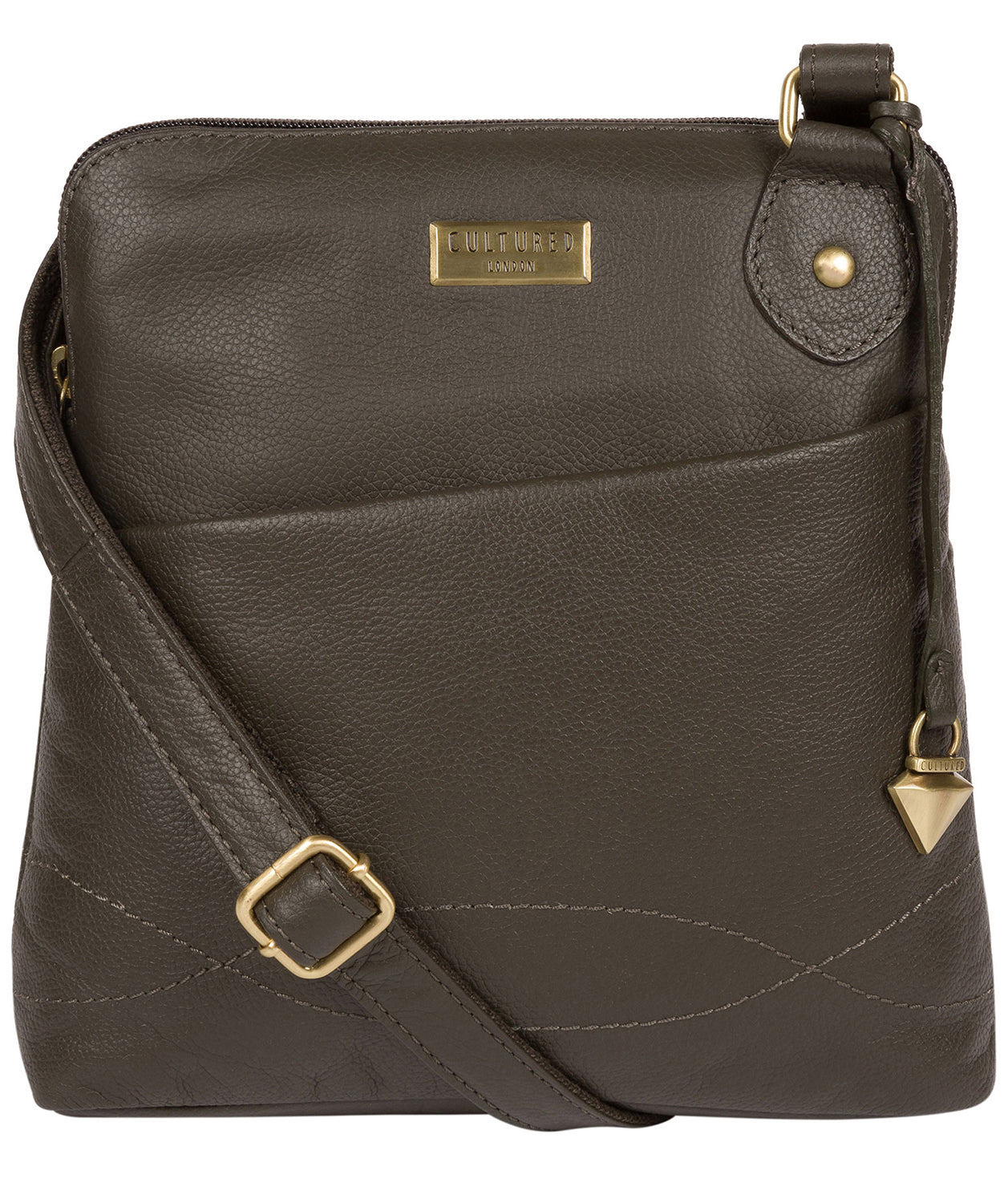 'Jarah' Olive Leather Cross Body Bag Pure Luxuries London