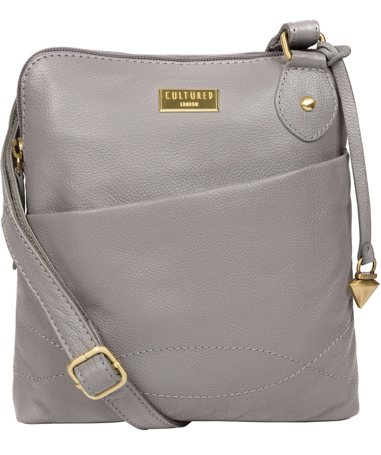 'Jarah' Silver Grey Leather Cross Body Bag Pure Luxuries London