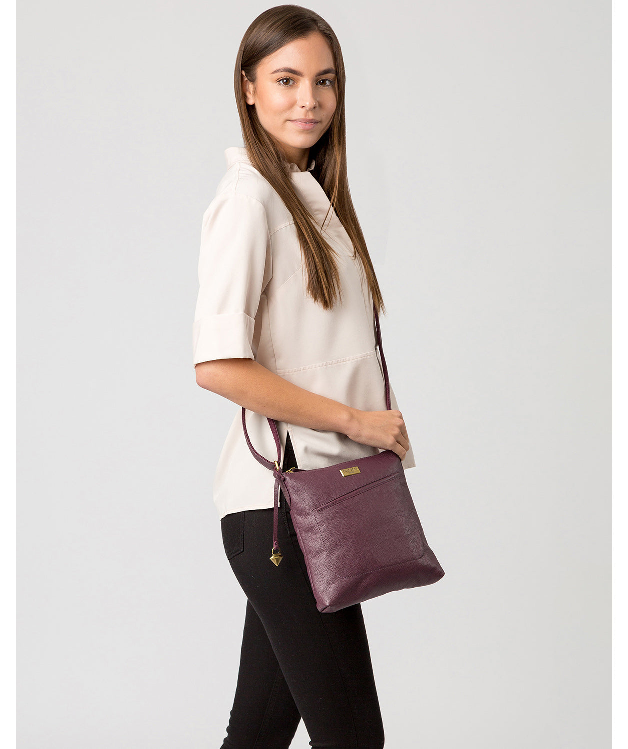 'Bronwyn' Fig Leather Cross Body Bag image 2