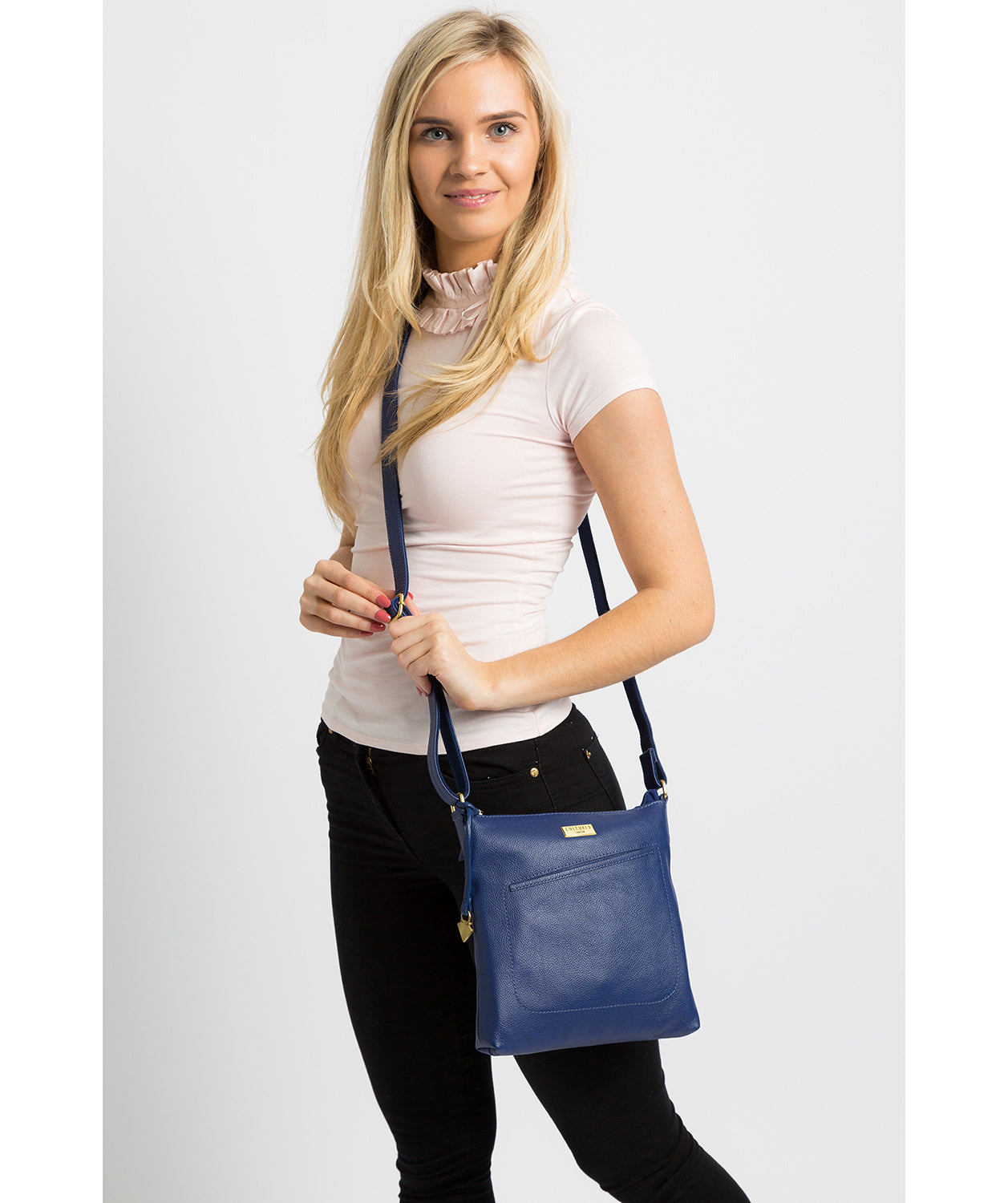 'Bronwyn' Mazarine Blue Leather Cross Body Bag image 2