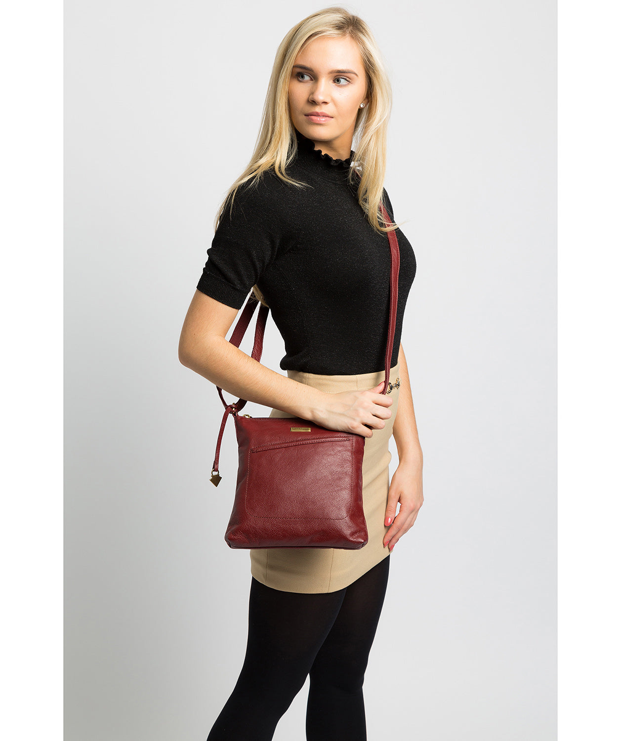 'Bronwyn' Ruby Red Leather Cross Body Bag image 2