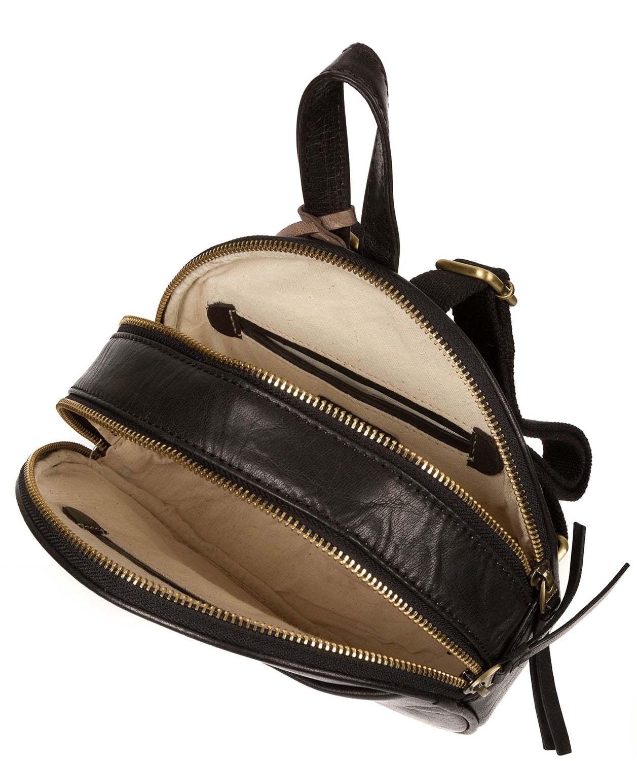 'Hoop' Black Small Leather Backpack Pure Luxuries London