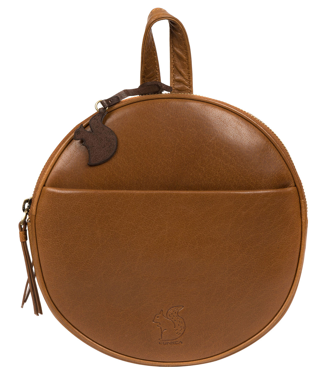 'Hoop' Dark Tan Small Leather Backpack Pure Luxuries London