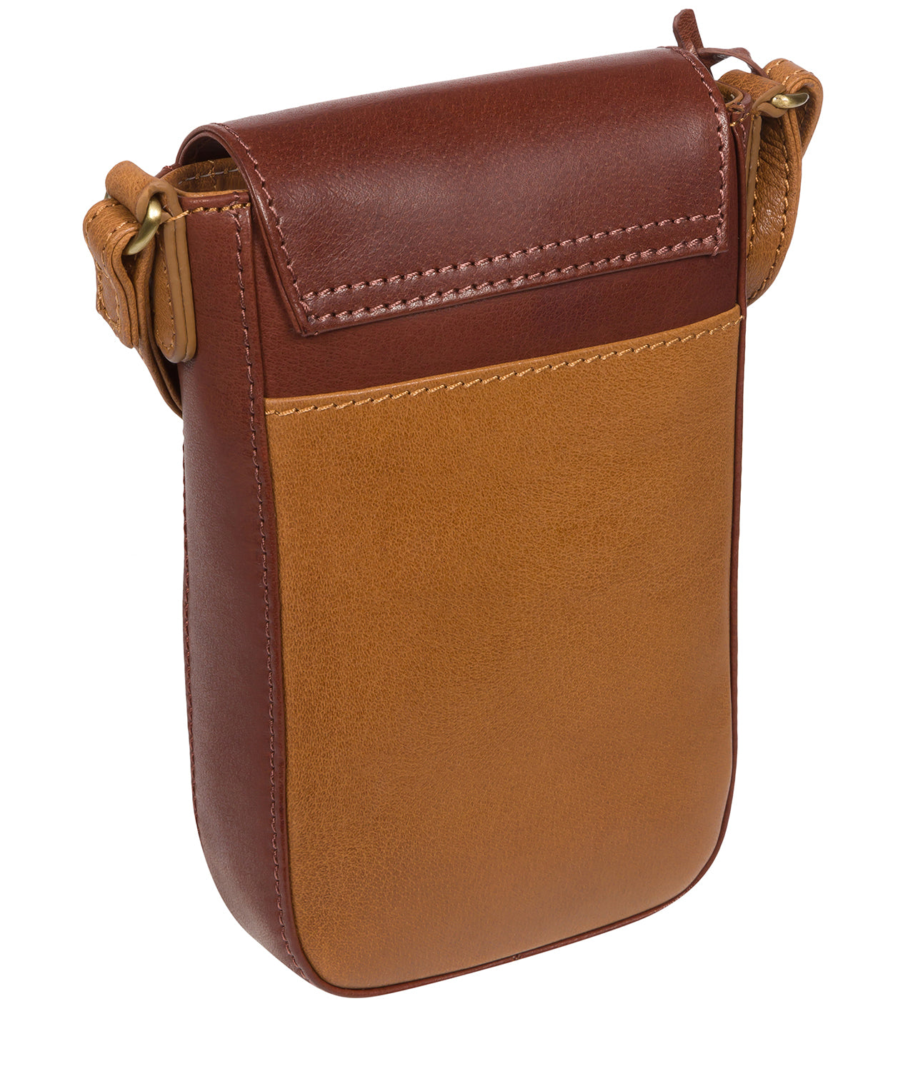 'Buzz' Dark Tan & Conker Brown Leather Cross Body Phone Bag