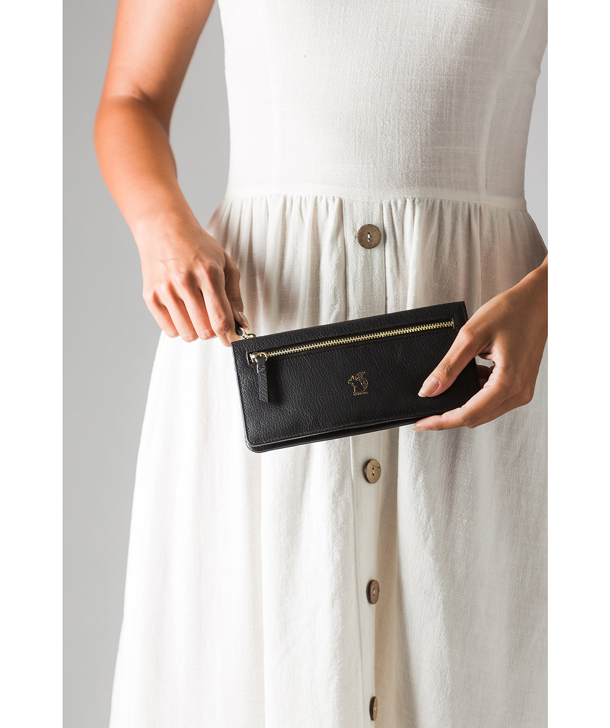 'Daya' Pebble Black Leather Purse