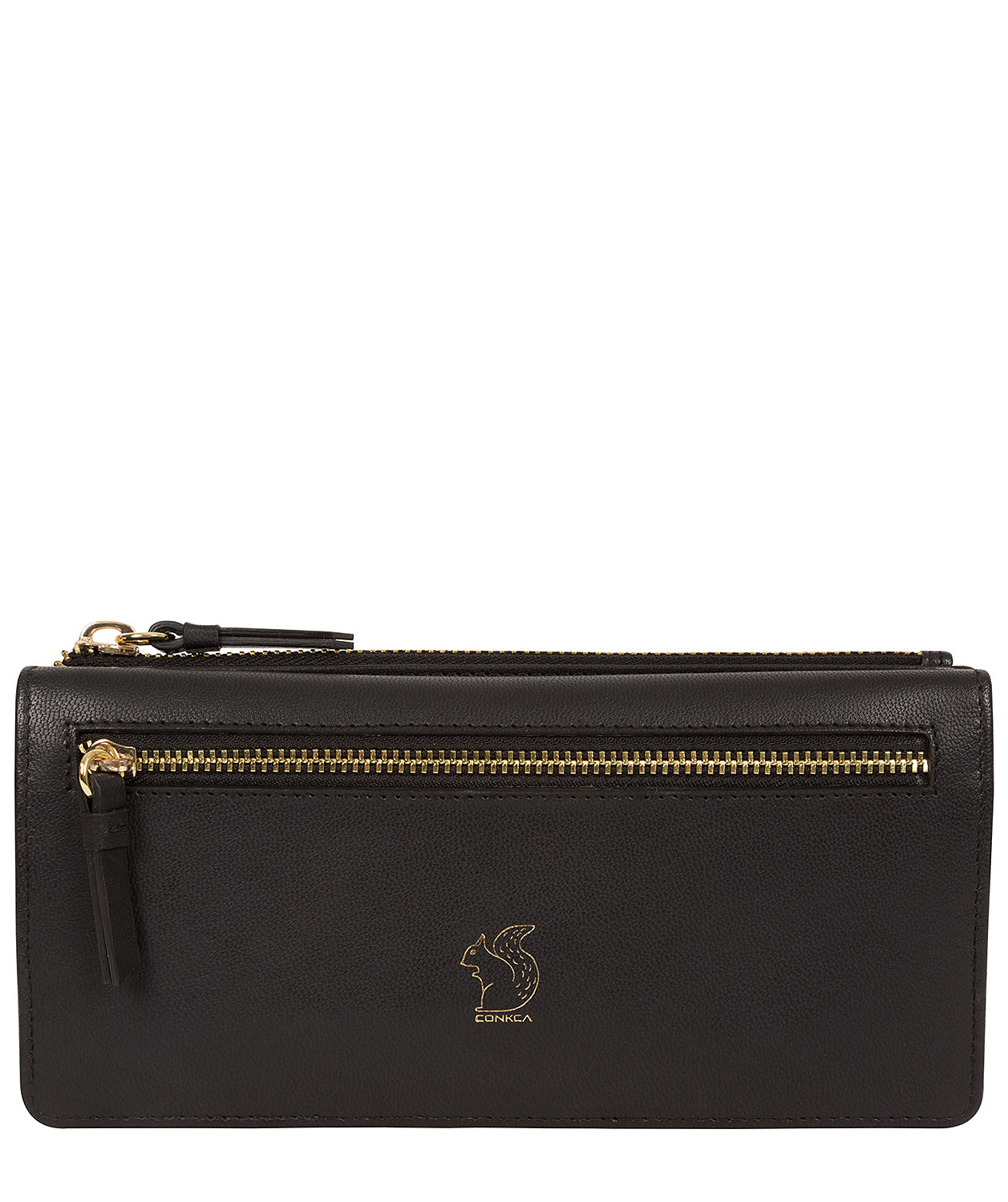 'Daya' Smooth Black Leather Purse