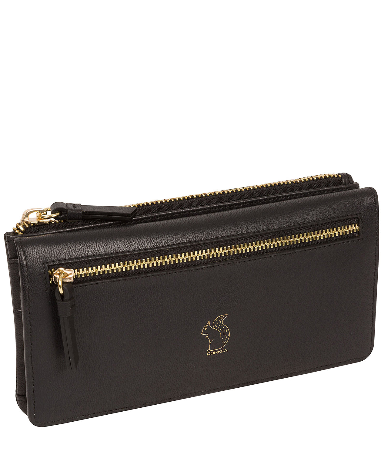 'Daya' Smooth Black Leather Purse