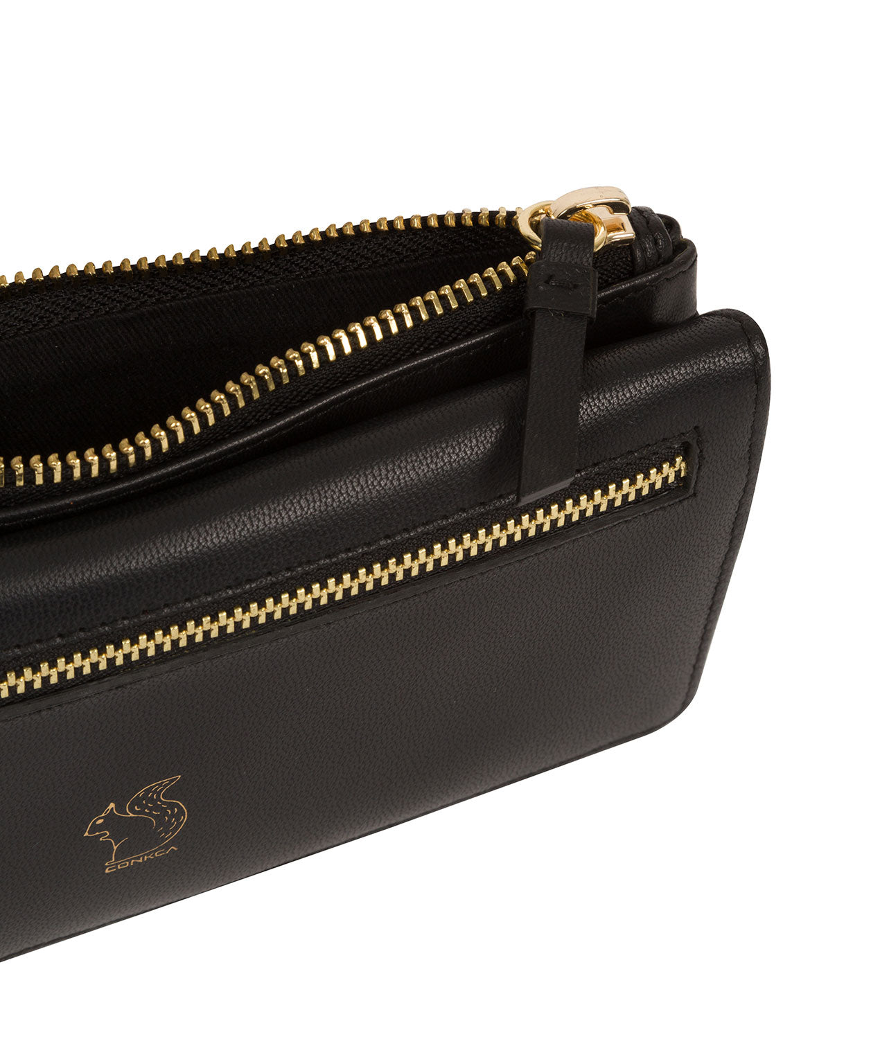 'Daya' Smooth Black Leather Purse