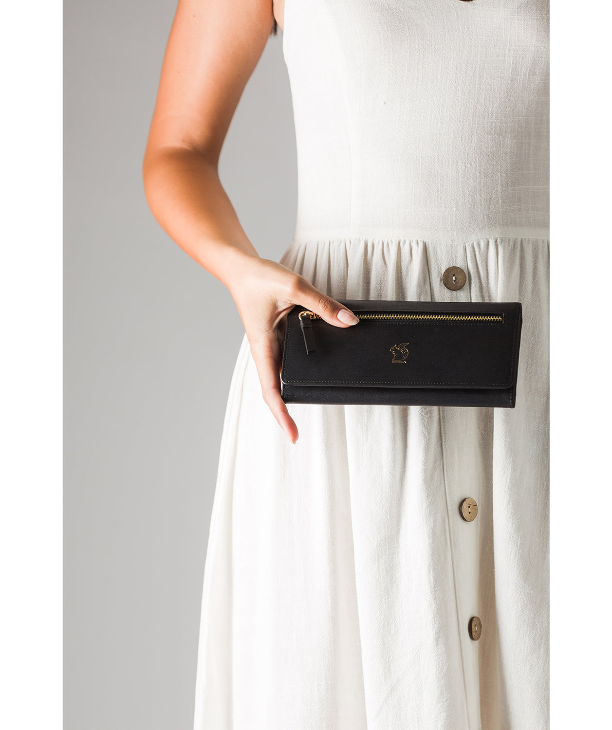 'Fenny' Smooth Black Leather Purse