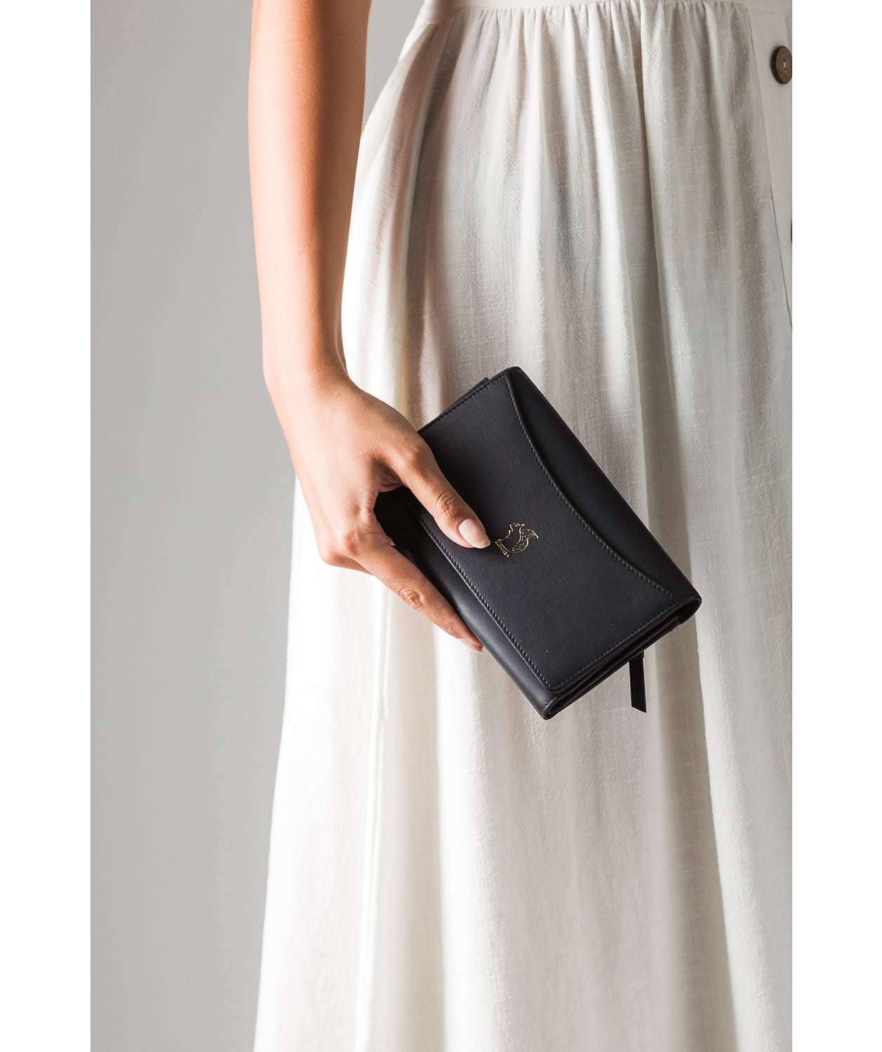 'Kali' Smooth Black Leather Purse