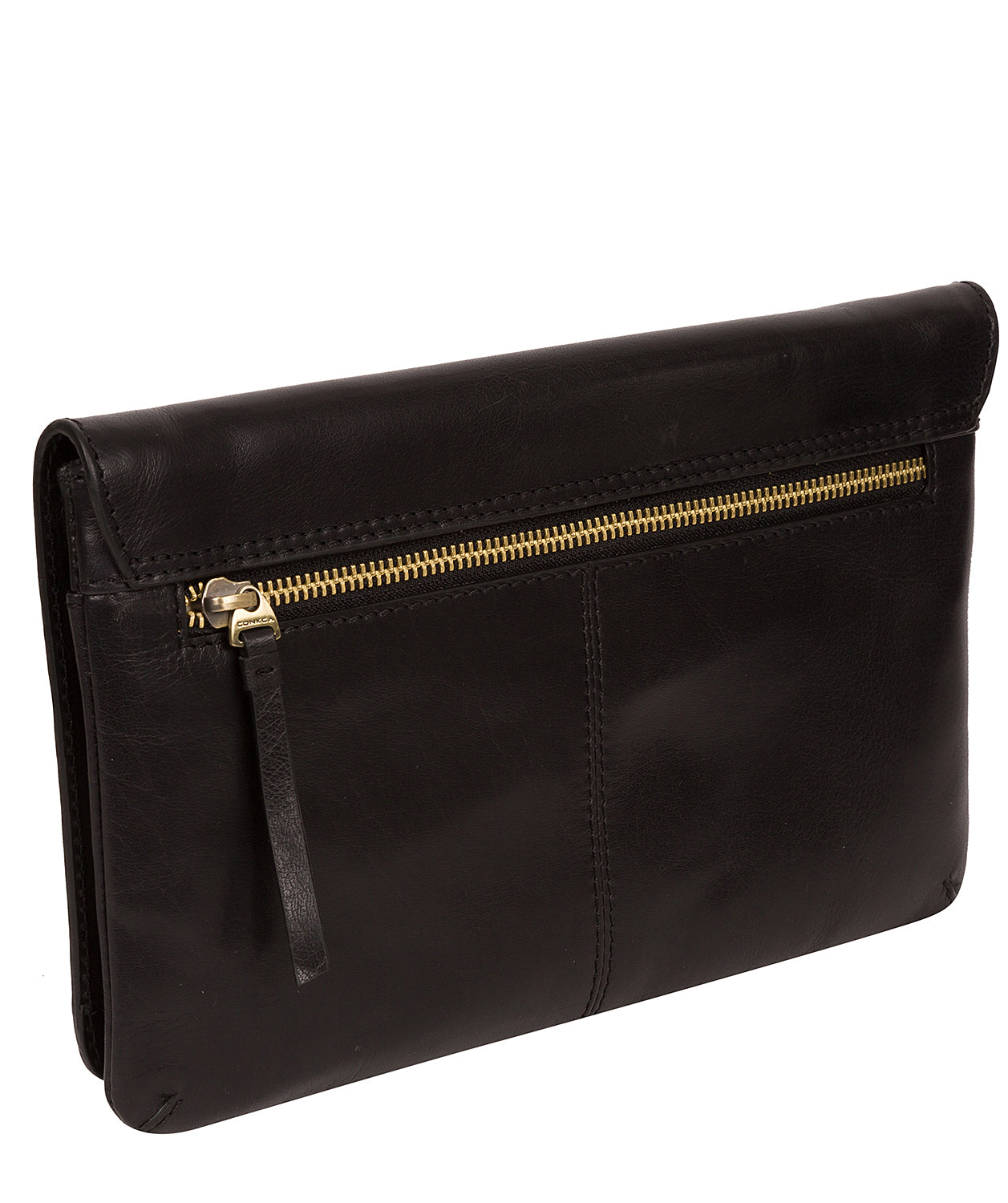 'Cherish' Black Leather Clutch Bag