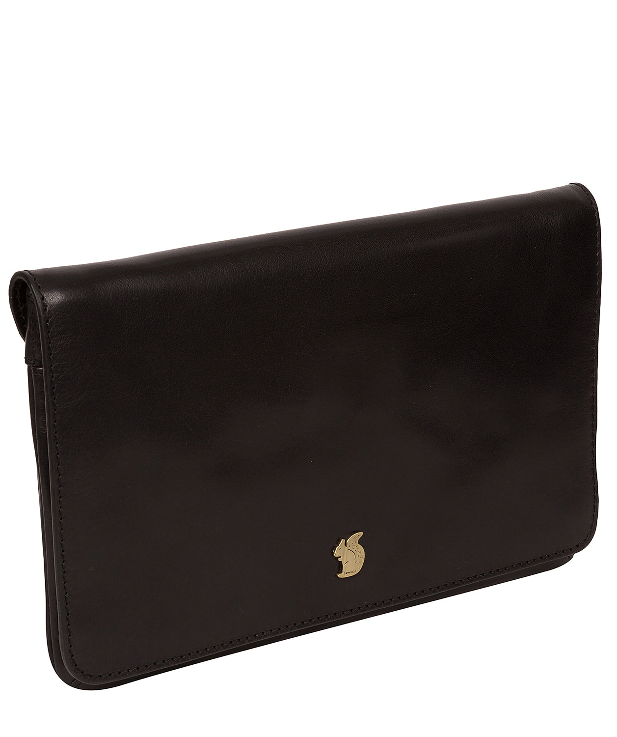 'Cherish' Black Leather Clutch Bag