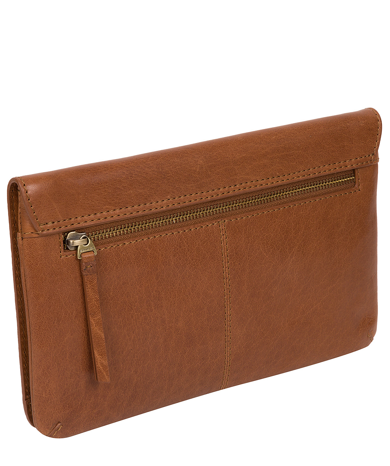 'Cherish' Dark Tan Leather Clutch Bag