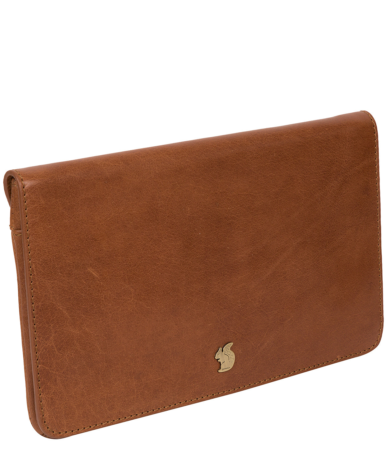 'Cherish' Dark Tan Leather Clutch Bag