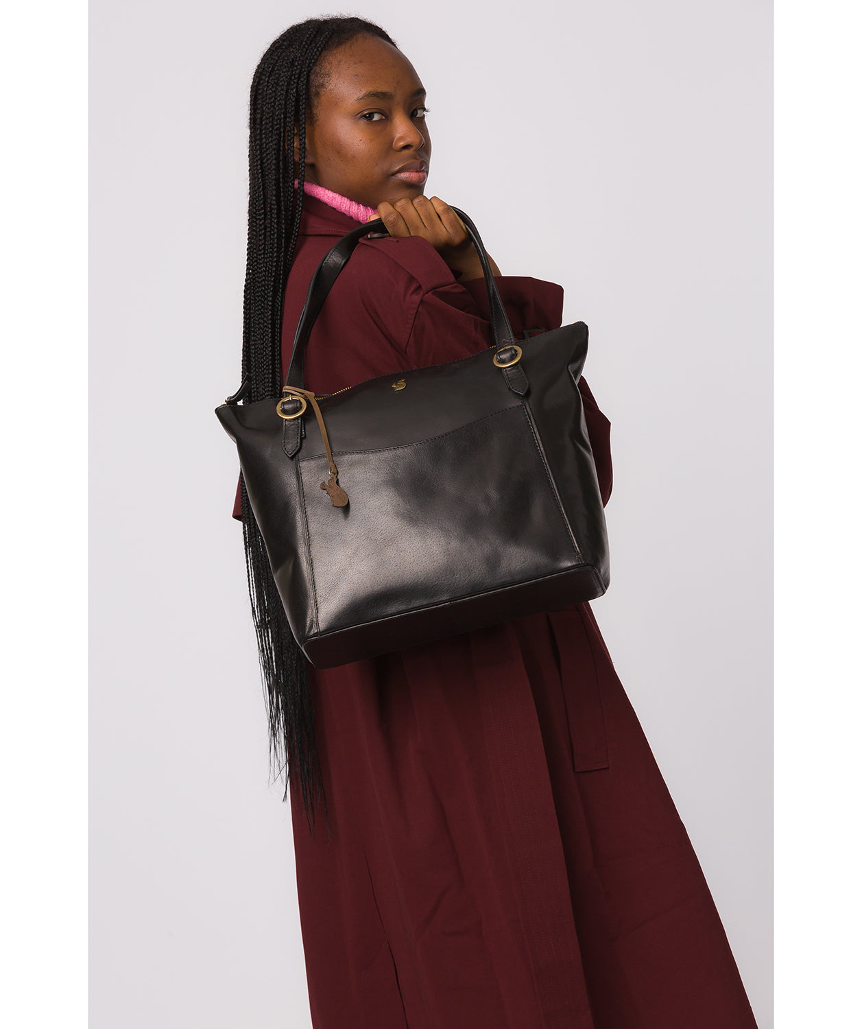 'Mondo' Black Leather Tote Bag