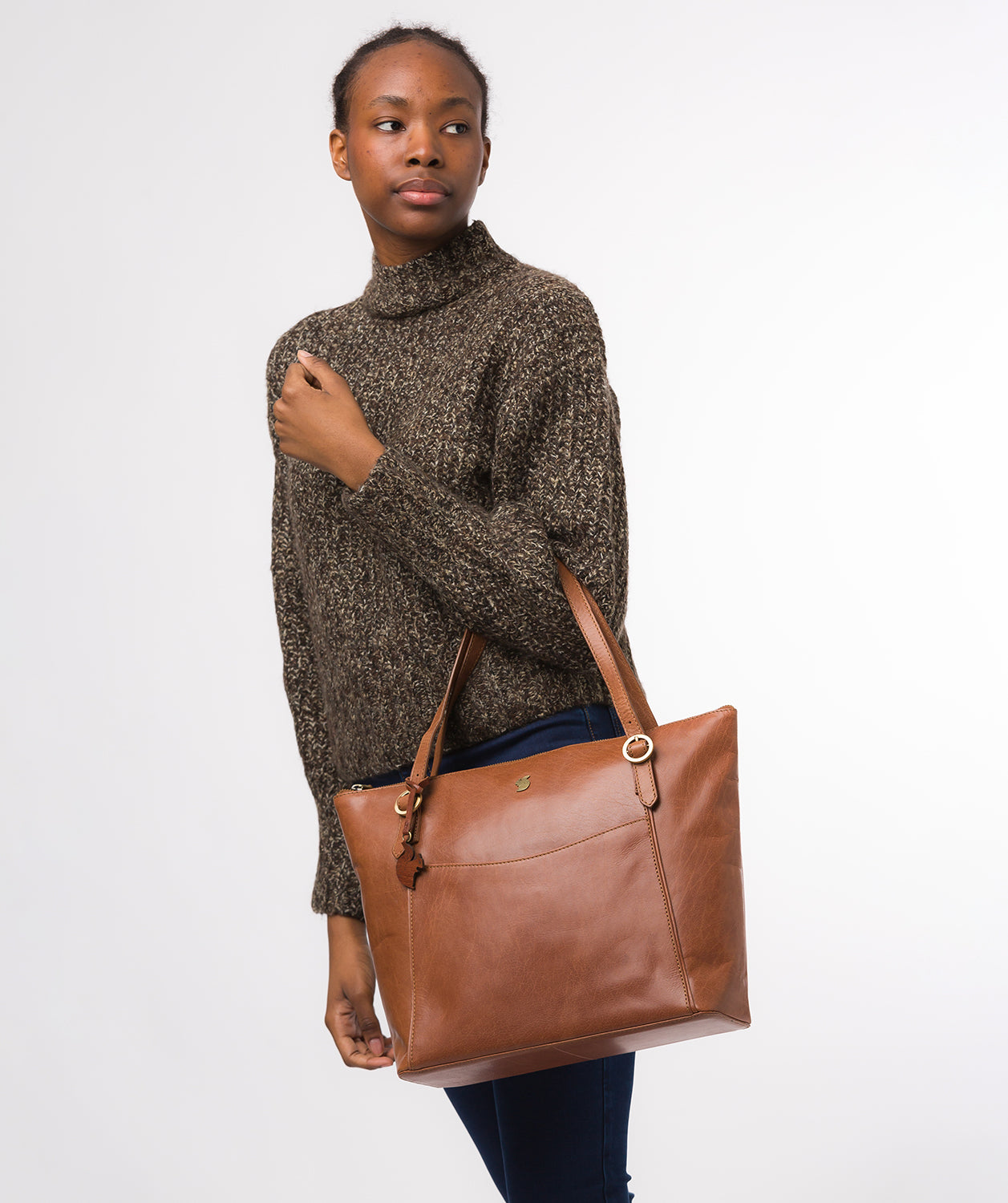 Conkca London Originals Collection Bags: 'Mondo' Dark Tan Leather Tote Bag