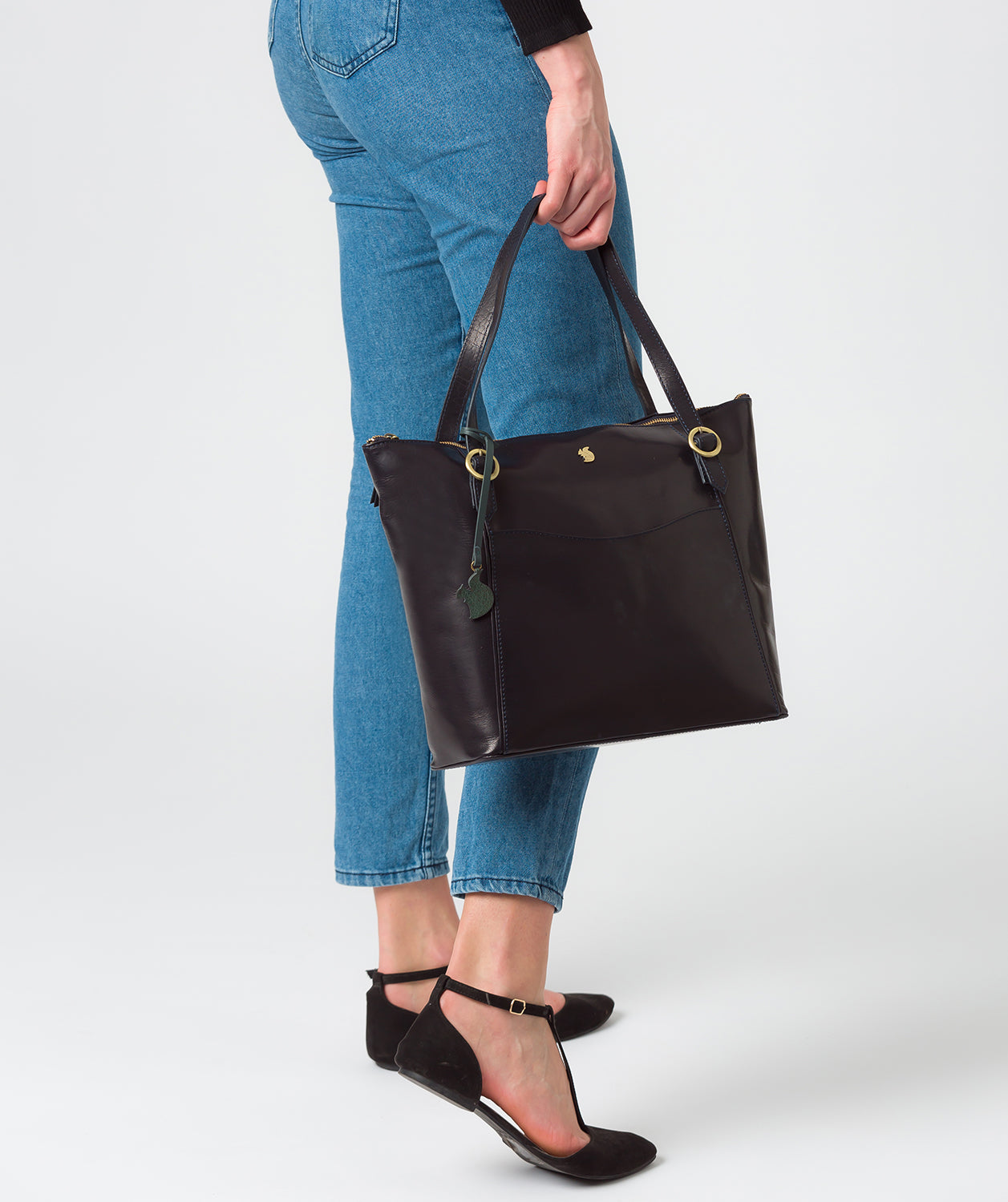 'Mondo' Navy Leather Tote Bag